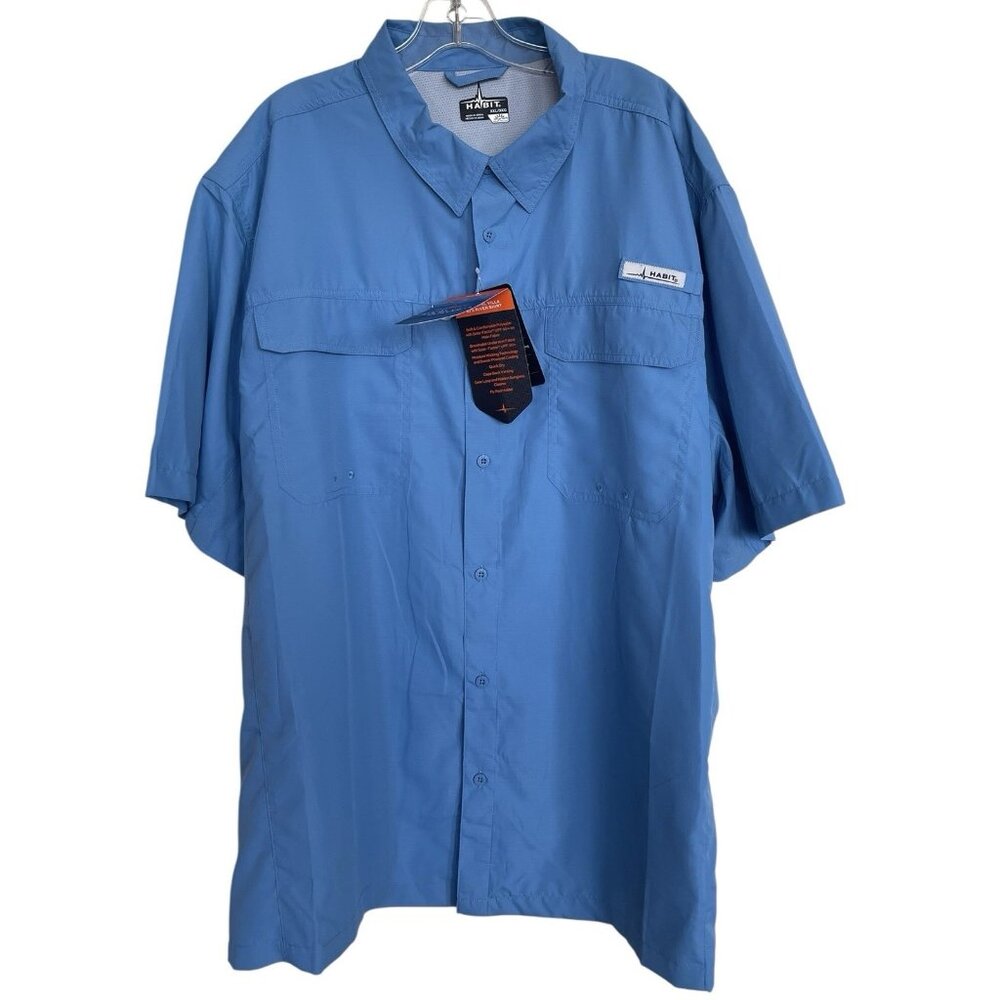 Habit Fishing Outdoor Vented Button‎ Down Shirt Mesh Mens Size 3XL Blue